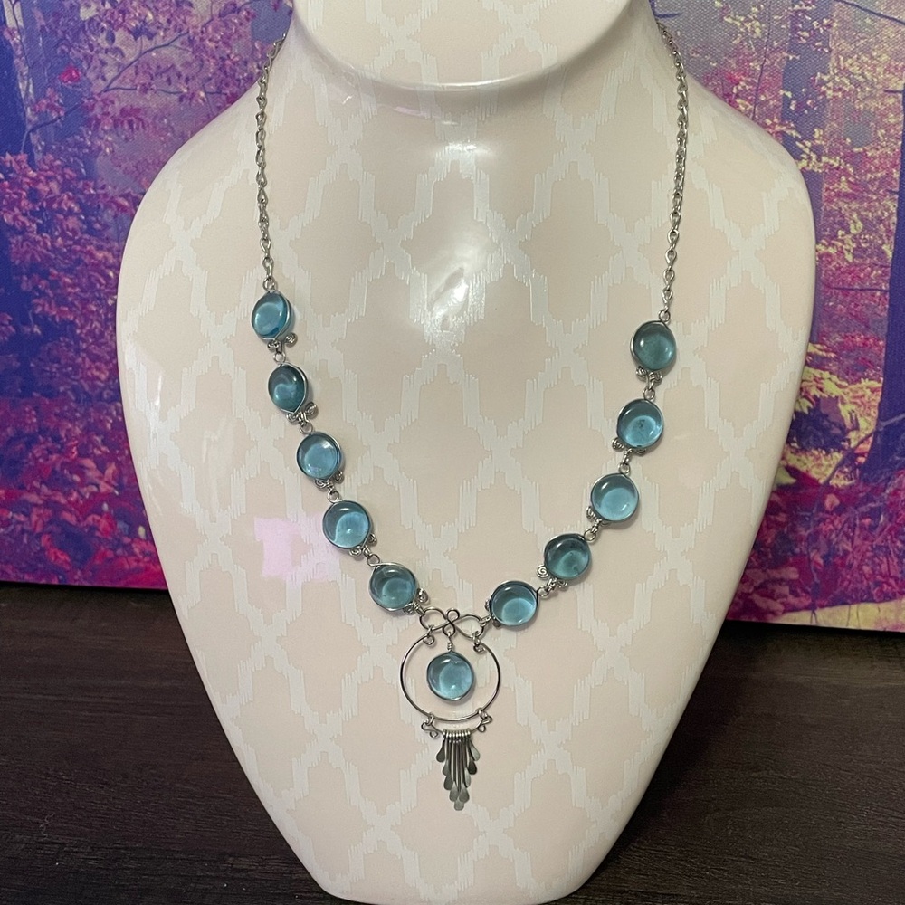 Elegant Blue Silver‎ Necklace - Handmade in Thailand